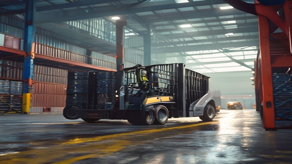 Forklift modern untuk disewa di Lampung, solusi efisien angkat beban berat bagi industri dan konstruksi.