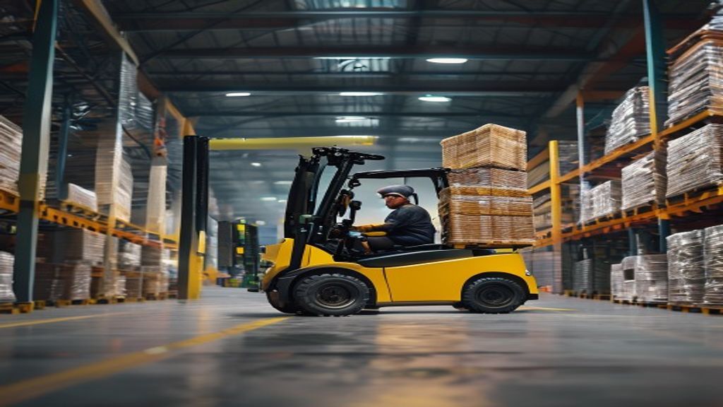 Forklift modern untuk disewa di Lampung, mendukung efisiensi angkut material konstruksi.