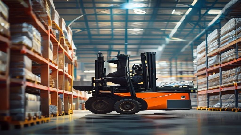 Forklift sewaan di Bandar Lampung, tenaga kuat untuk angkat berat pada proyek konstruksi.